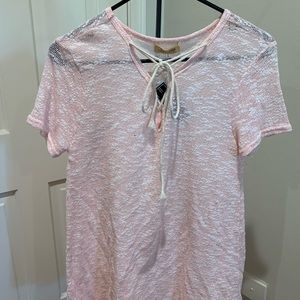 Lace up Piko tunic top